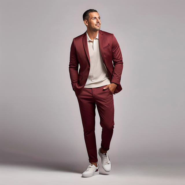 Men's Burgundy Flat Front Pant
