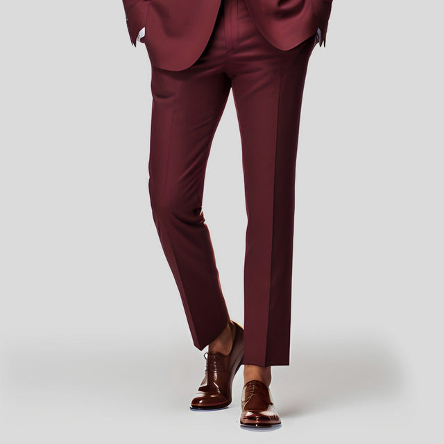 Men's Burgundy Flat Front Pant