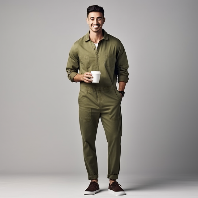 Unisex Olive Green Jumpsuit