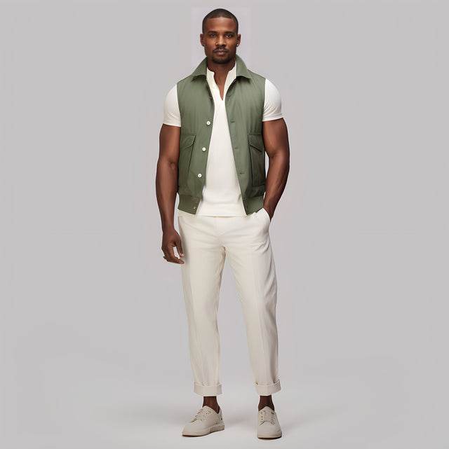 Men's Green Quilted Vest