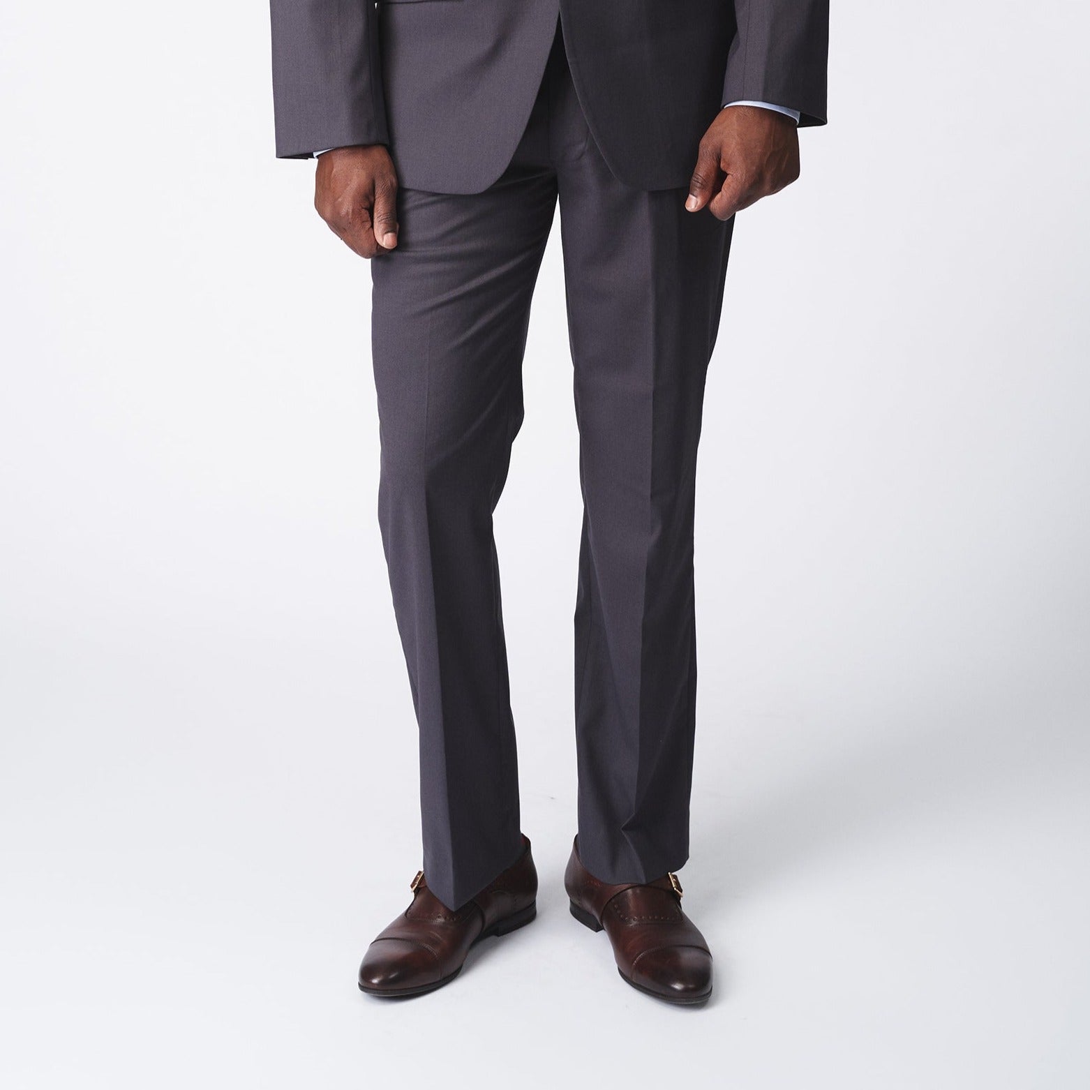 Textured Business Suit Trousers - Dark Grey | Charles Tyrwhitt
